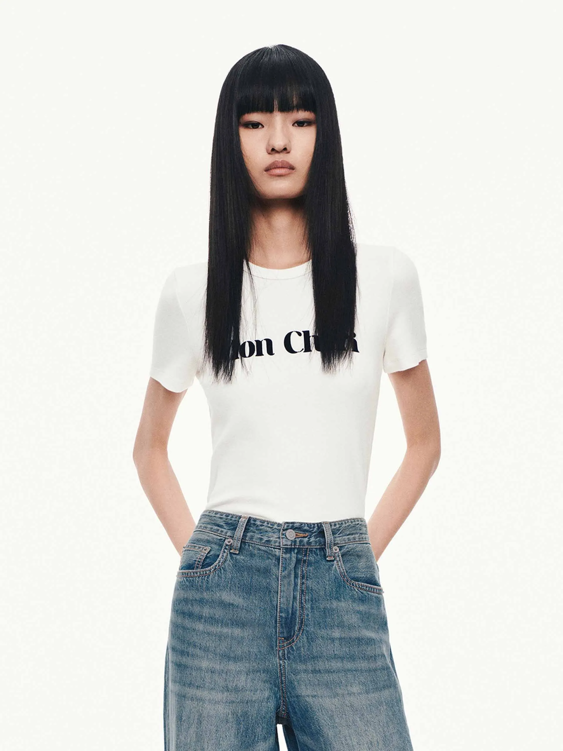 Short Sleeves Knitted T-shirt ZeroDistressFinish Light Casual Wear