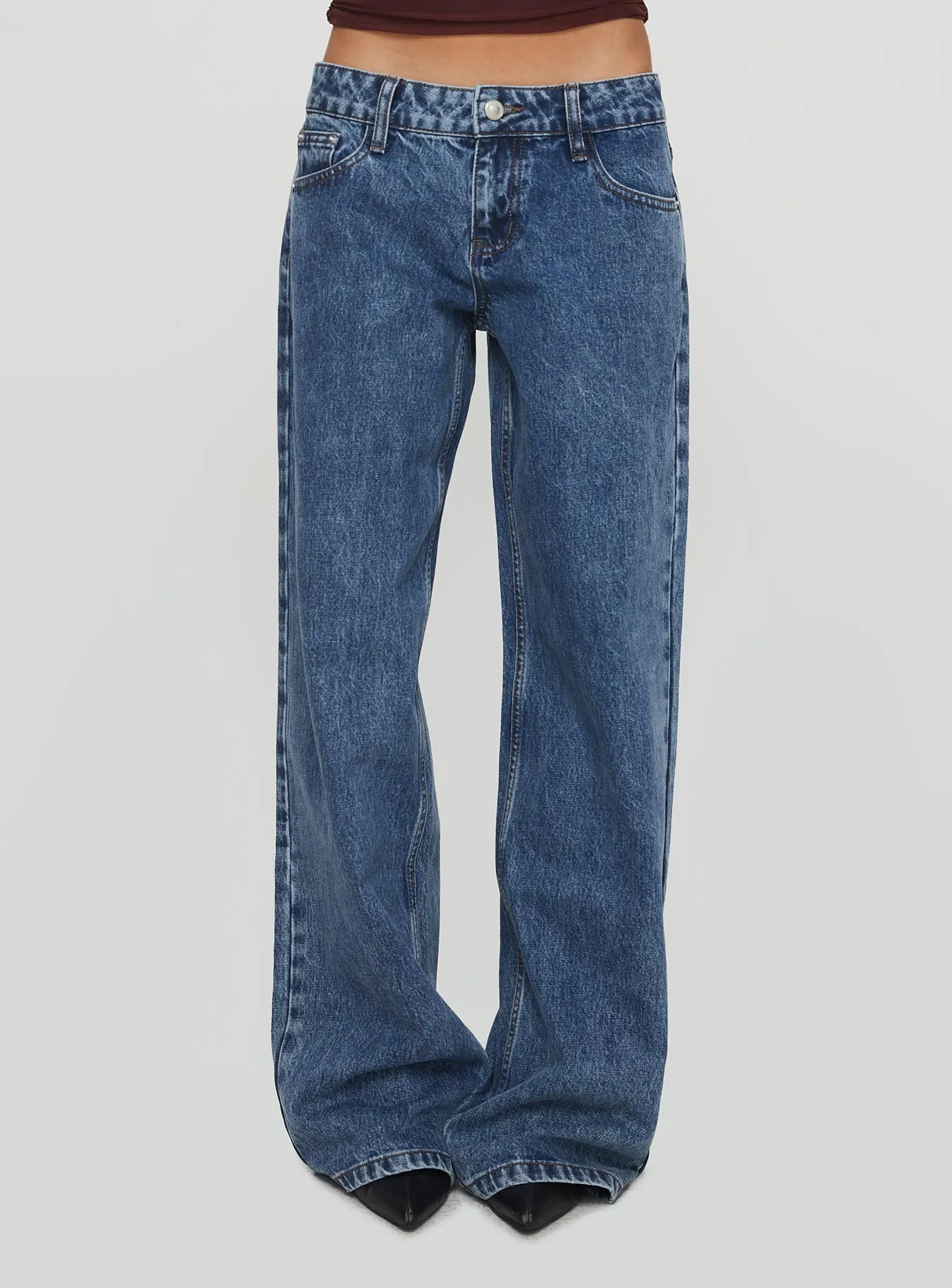 General Fit Ellanor Low Rise Slouch Denim Jean Mid Blue
