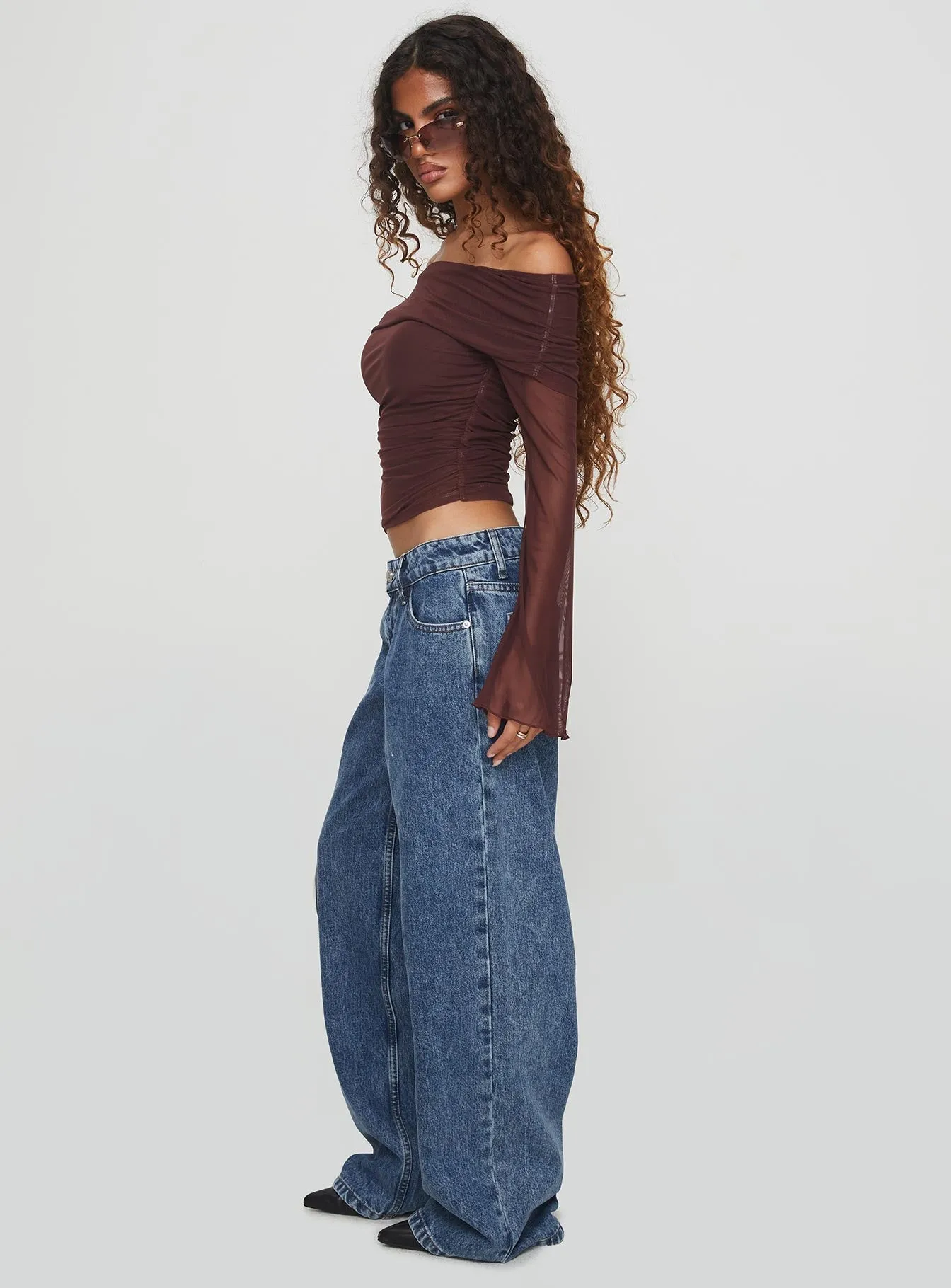 Ellanor Low Rise Slouch Denim Jean Mid Blue Fast Match Casual Energy