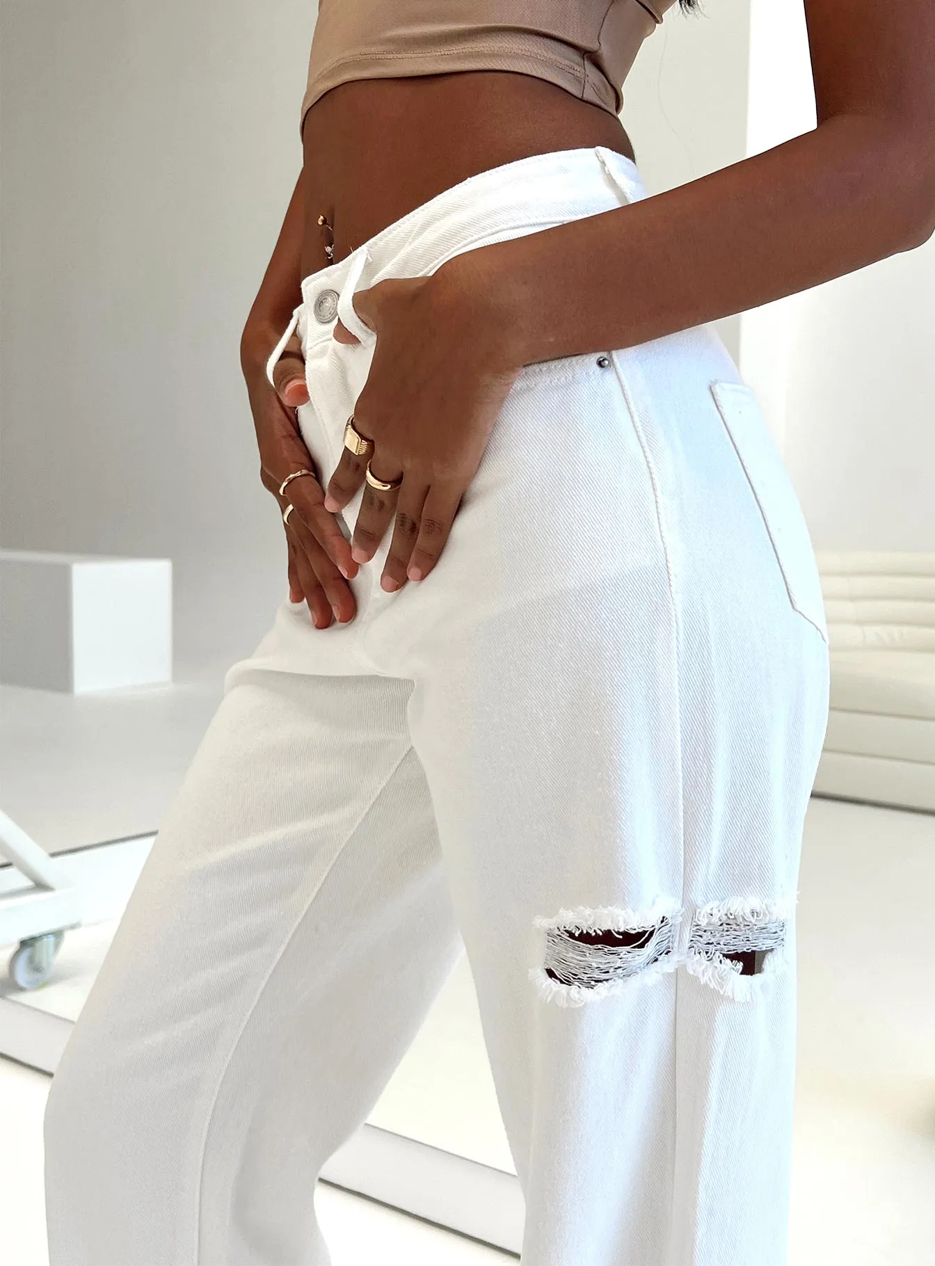 Comfort Stretch Weekend Wear Johnston Wide Leg Jeans White
