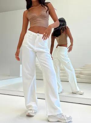 Traveler Gear Sustainable Relaxed Style Lightweight Durable Johnston Wide Leg Jeans White