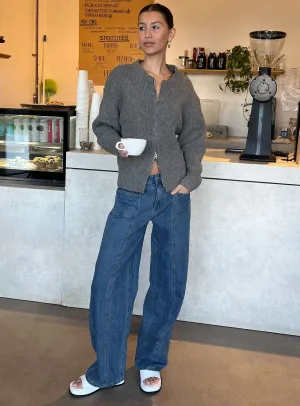 Daily Go Taji Mid Rise Wide Leg Jeans Dark Blue