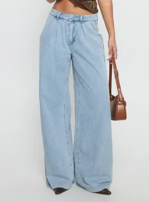 Everyday Outdoor Enthusiast Vibrant Light Touch Siloh Wide Leg Denim Jeans Blue