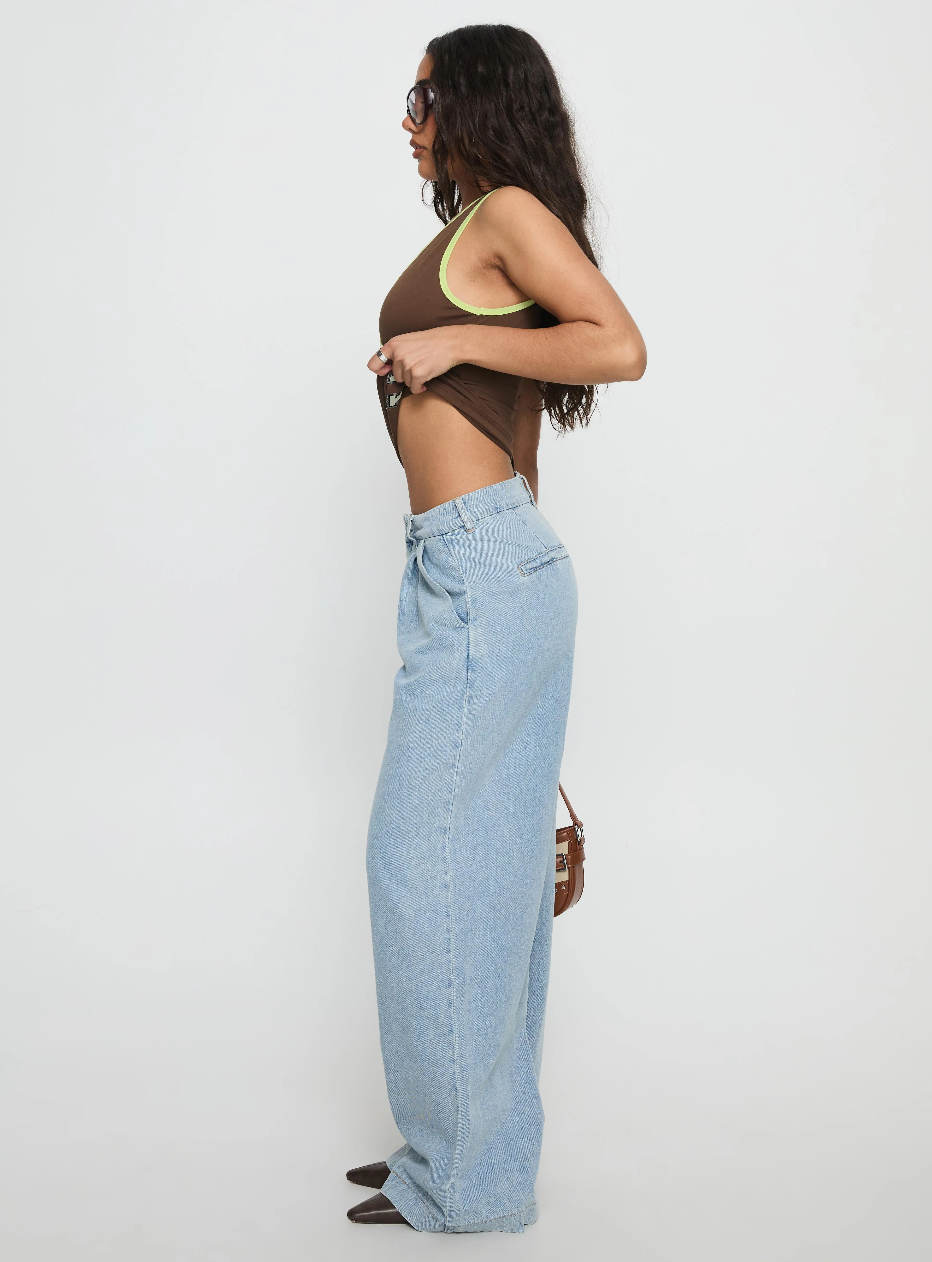 Comfort Stretch Weave Siloh Wide Leg Denim Jeans Blue