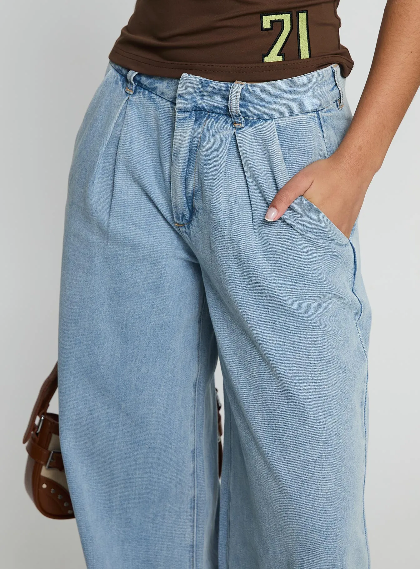 Siloh Wide Leg Denim Jeans Blue Classic Wear Party Look