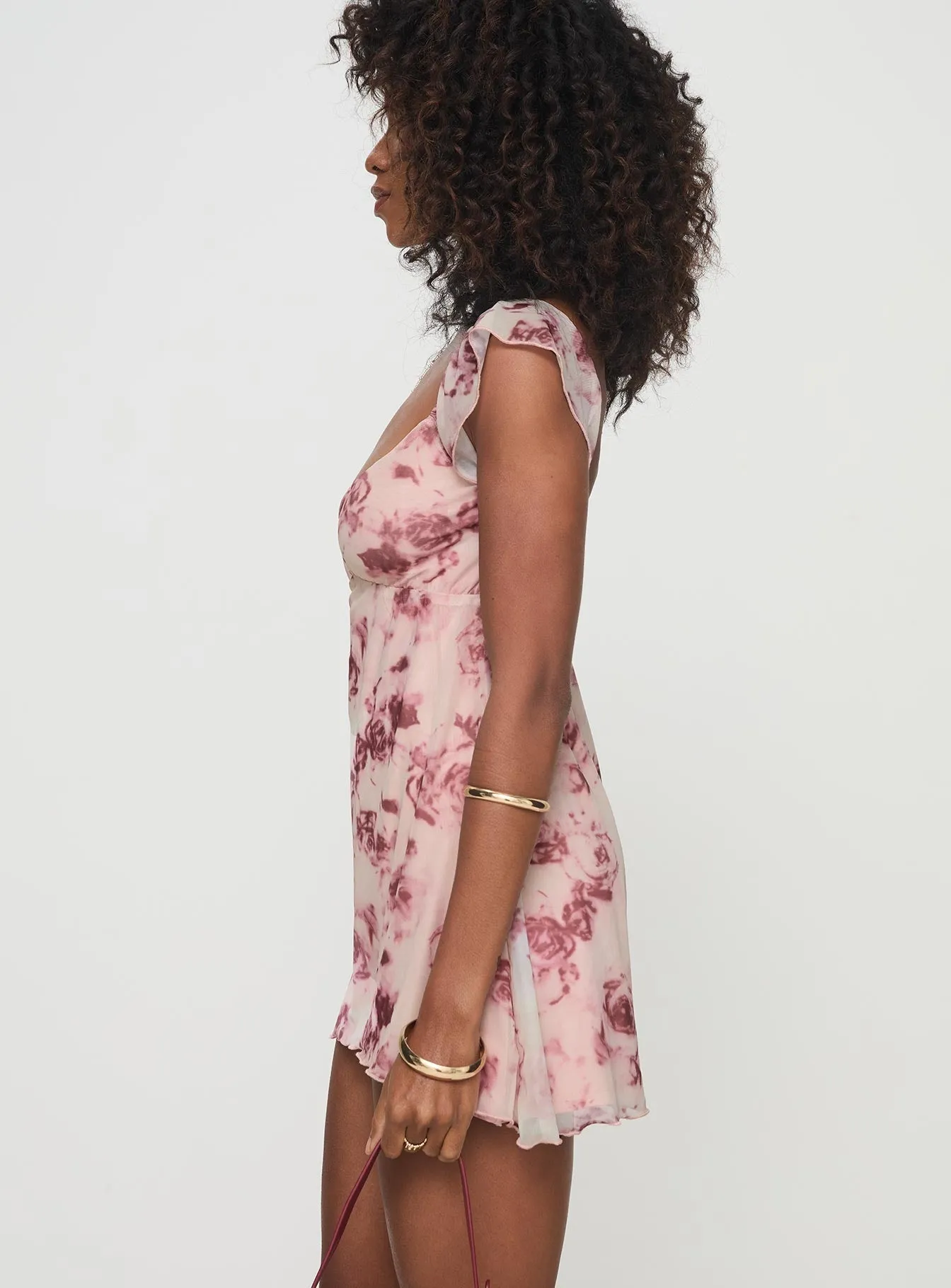 Trigg Mini Dress Pink Floral Show Time