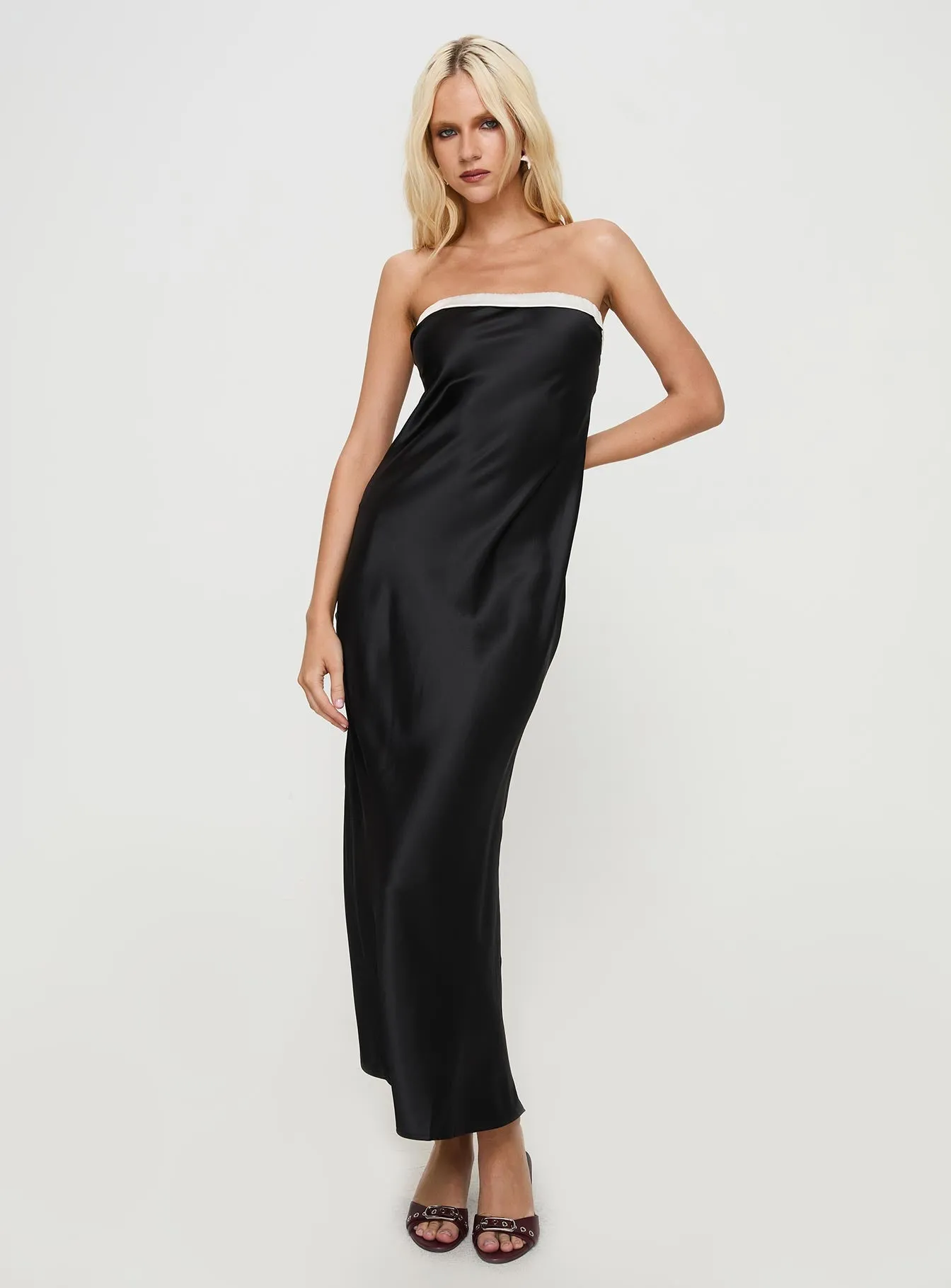 Suede Glow Wind Song Phillipa Strapless Maxi Dress Black