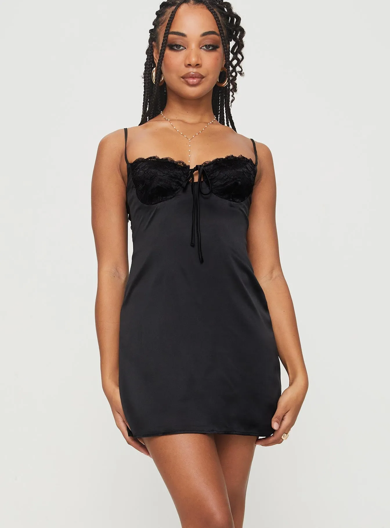 Fashionable date night outfit Slim Profile Glitterberry Mini Dress Black