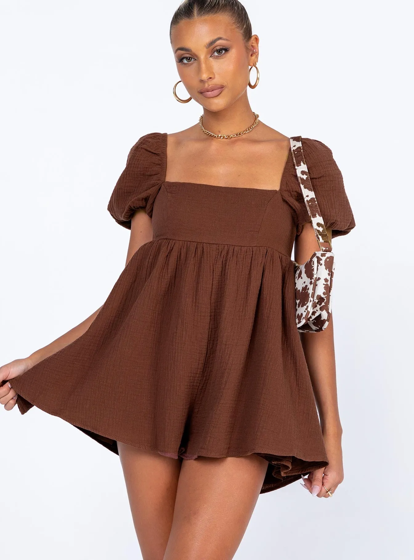 Charming Silhouette Glow Light Lorna Playsuit Brown