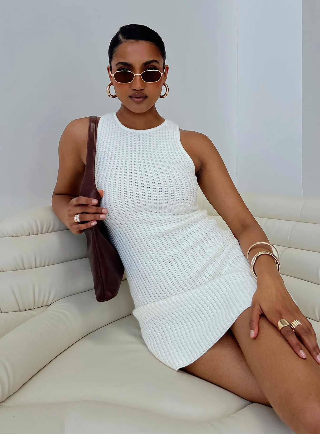 Manicotti Mini Dress White Flash Vibe