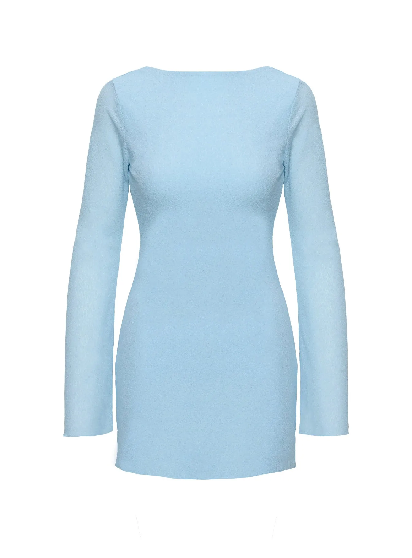 Visualize Long Sleeve Mini Dress Light Blue Stylish short-sleeve mini Look Hot