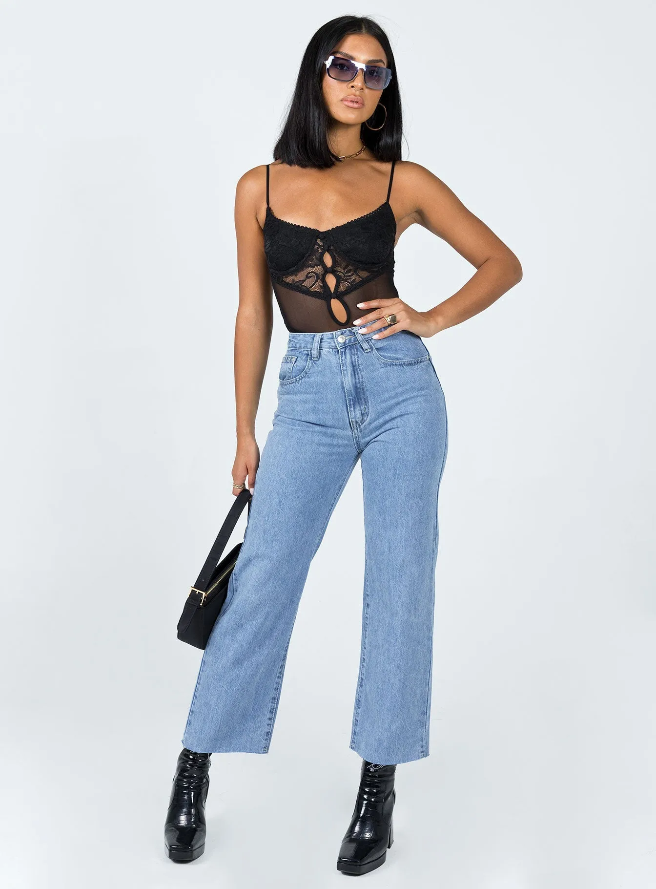 Ellora Bodysuit Black Beach Comfy Picnic Charming