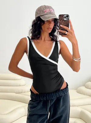 Fiorah Bodysuit Black / White Soft Loose Luxury Teen