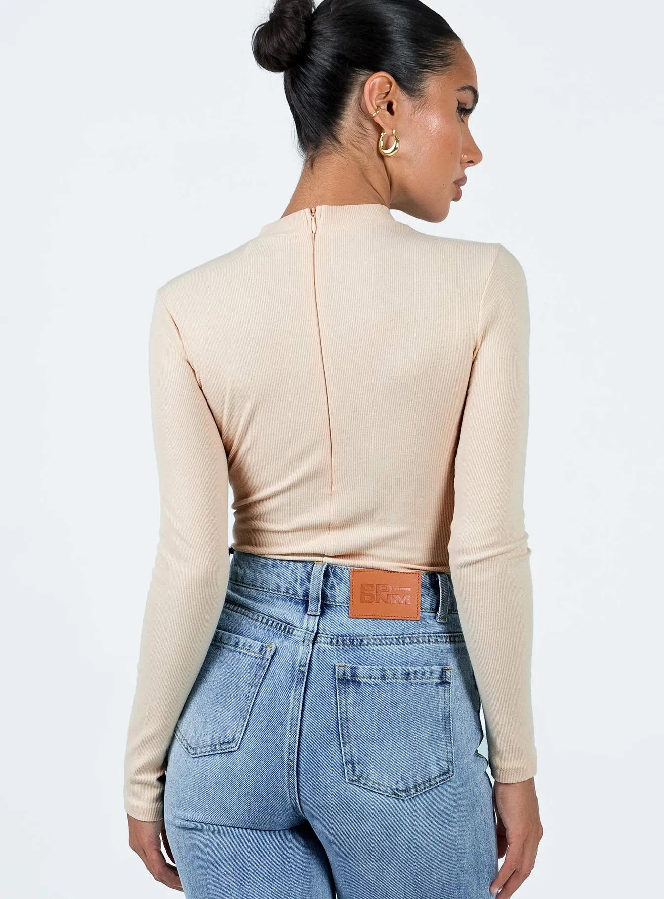 Yoga Worker Gym Minimal Maleny Long Sleeve Bodysuit Beige