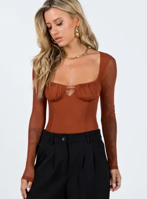 Olas Bodysuit Terracotta Training Active Sharp Retro