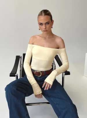 Weaver Off Shoulder Bodysuit Cream Relax Weekend