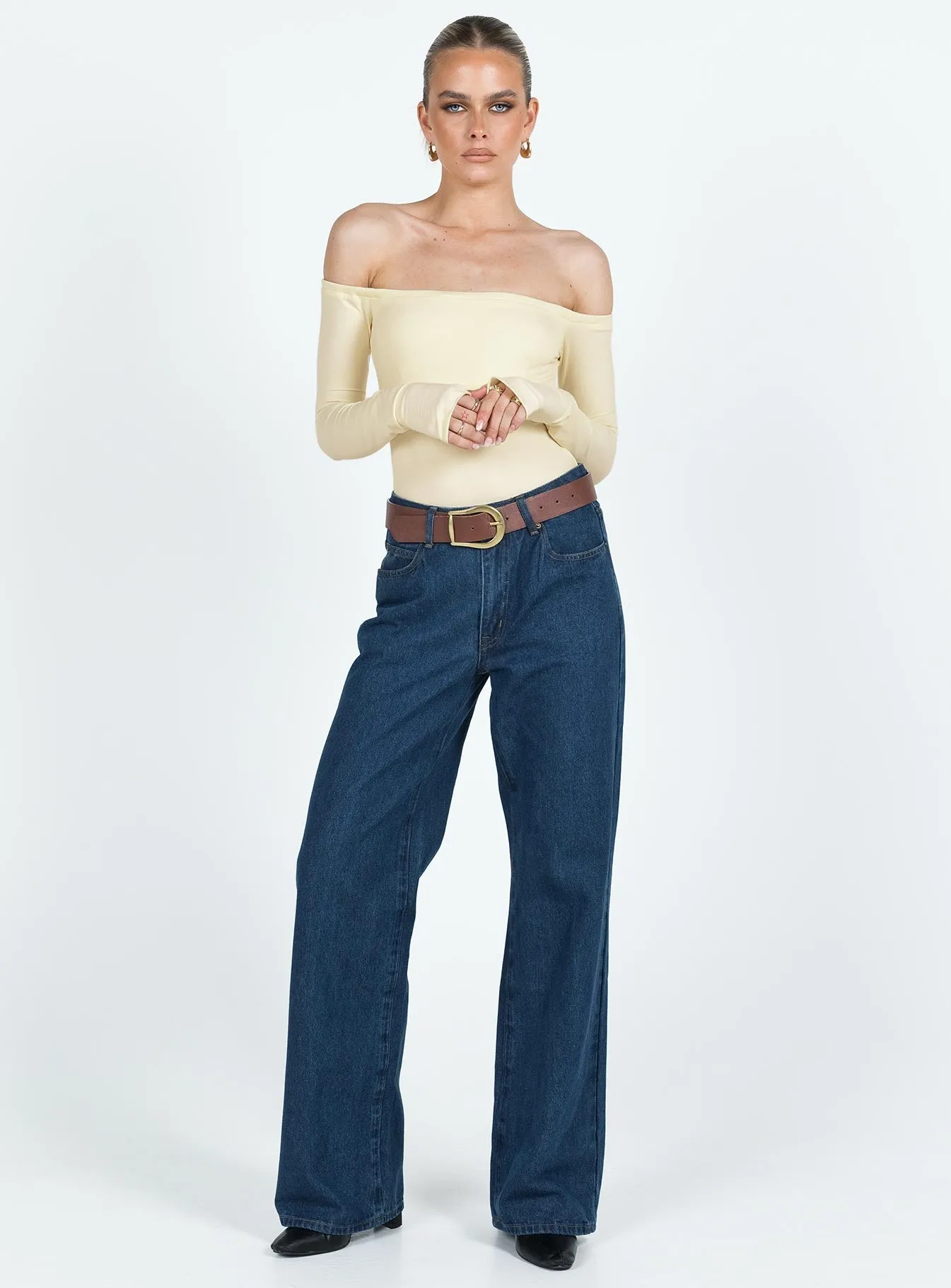 Weaver Off Shoulder Bodysuit Cream Dance Active