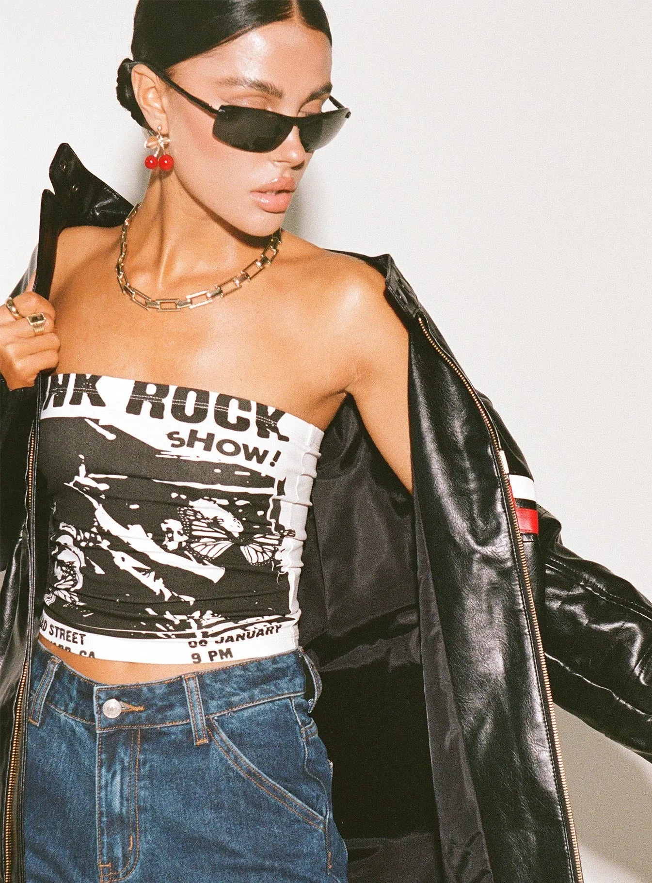 ThermalRegulation Punk Rock Strapless Top White