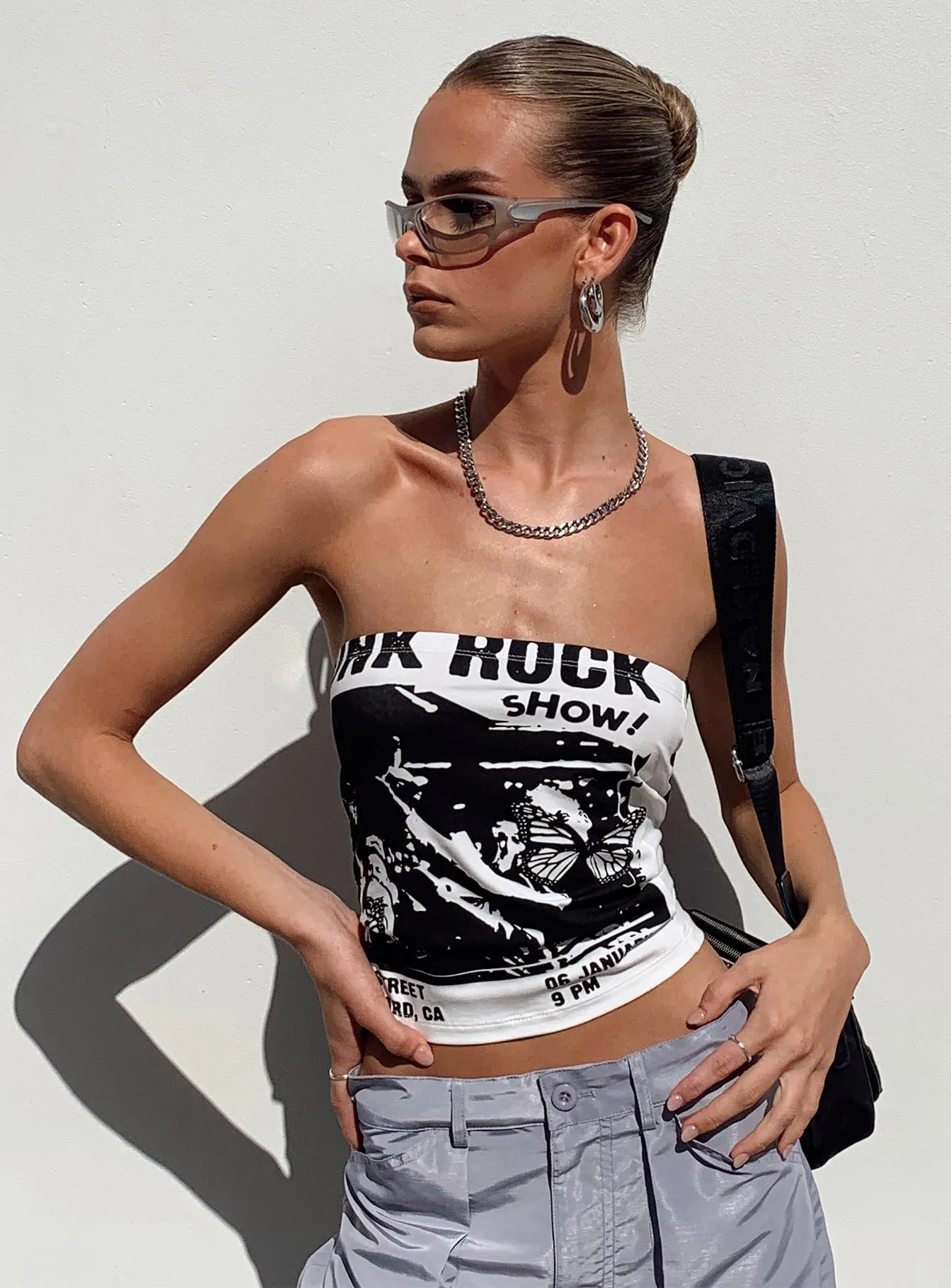 Torsion Support Structure LayeredDurability Punk Rock Strapless Top White