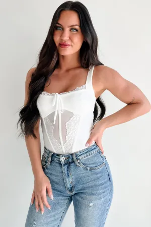 Totally Hooked Sleeveless Lace Bodysuit (White) novice soldiers