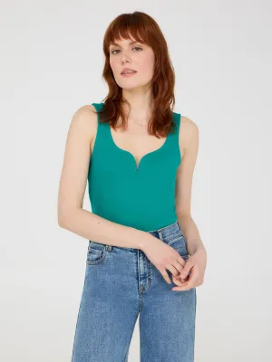 Sweetheart Neckline Ribbed Tank Top Morning Walk Dad Core