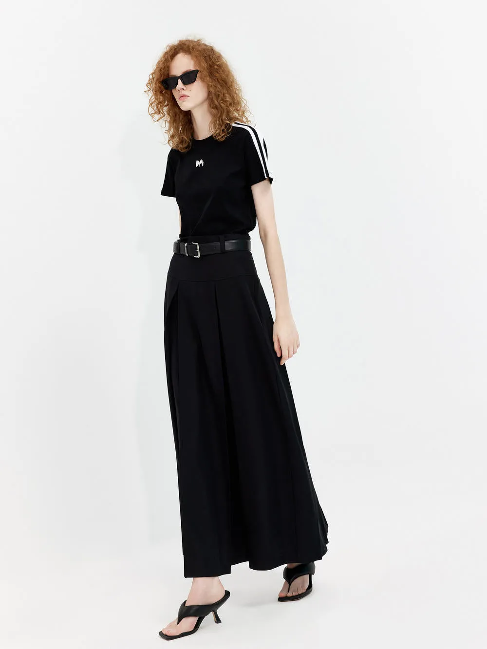 Cropped Logo Print T-shirt Sun Protection Stretchable Weave