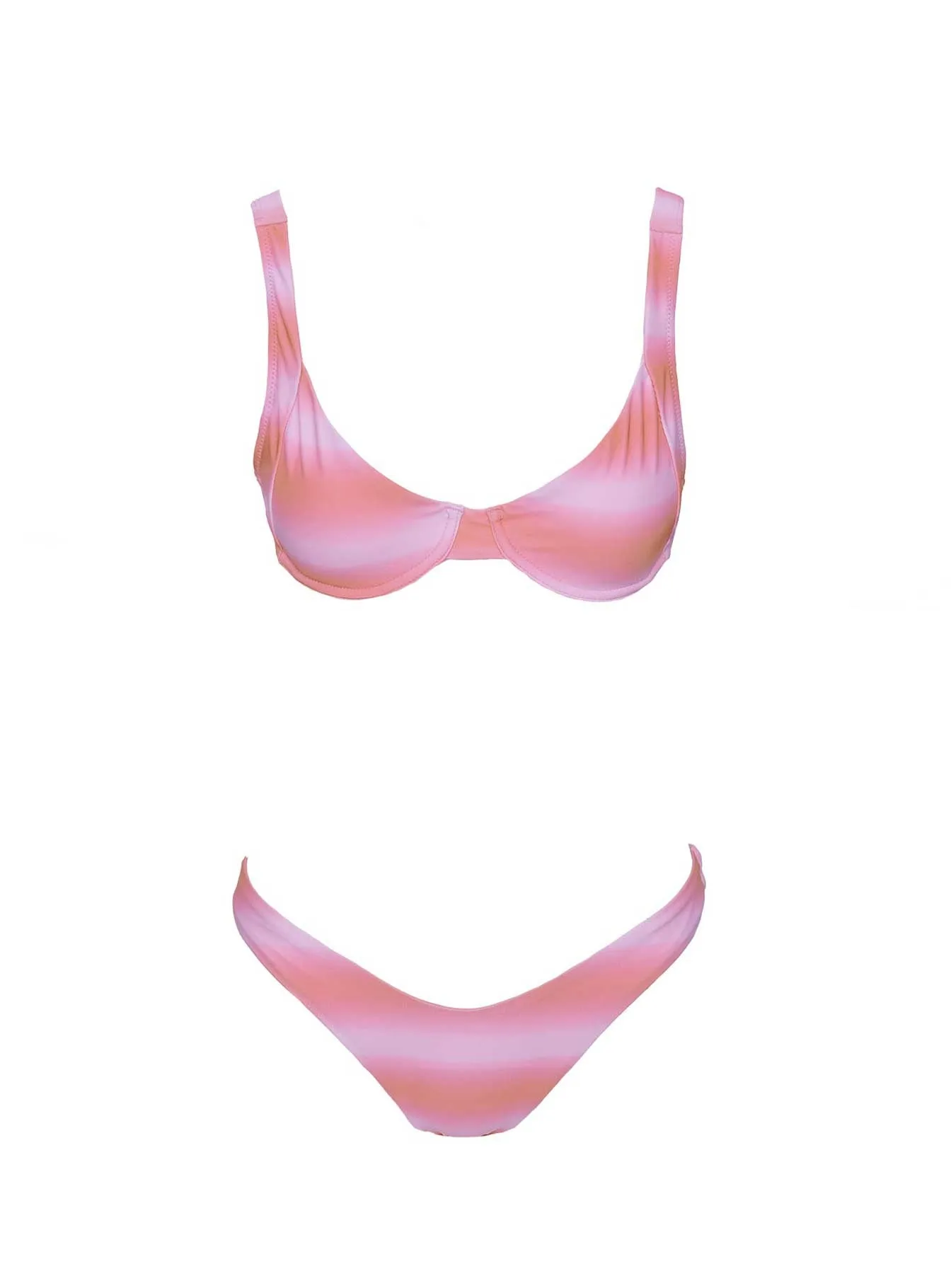 Quick Drainage Weave Ellie High Cut Bikini Bottoms Pink / Orange