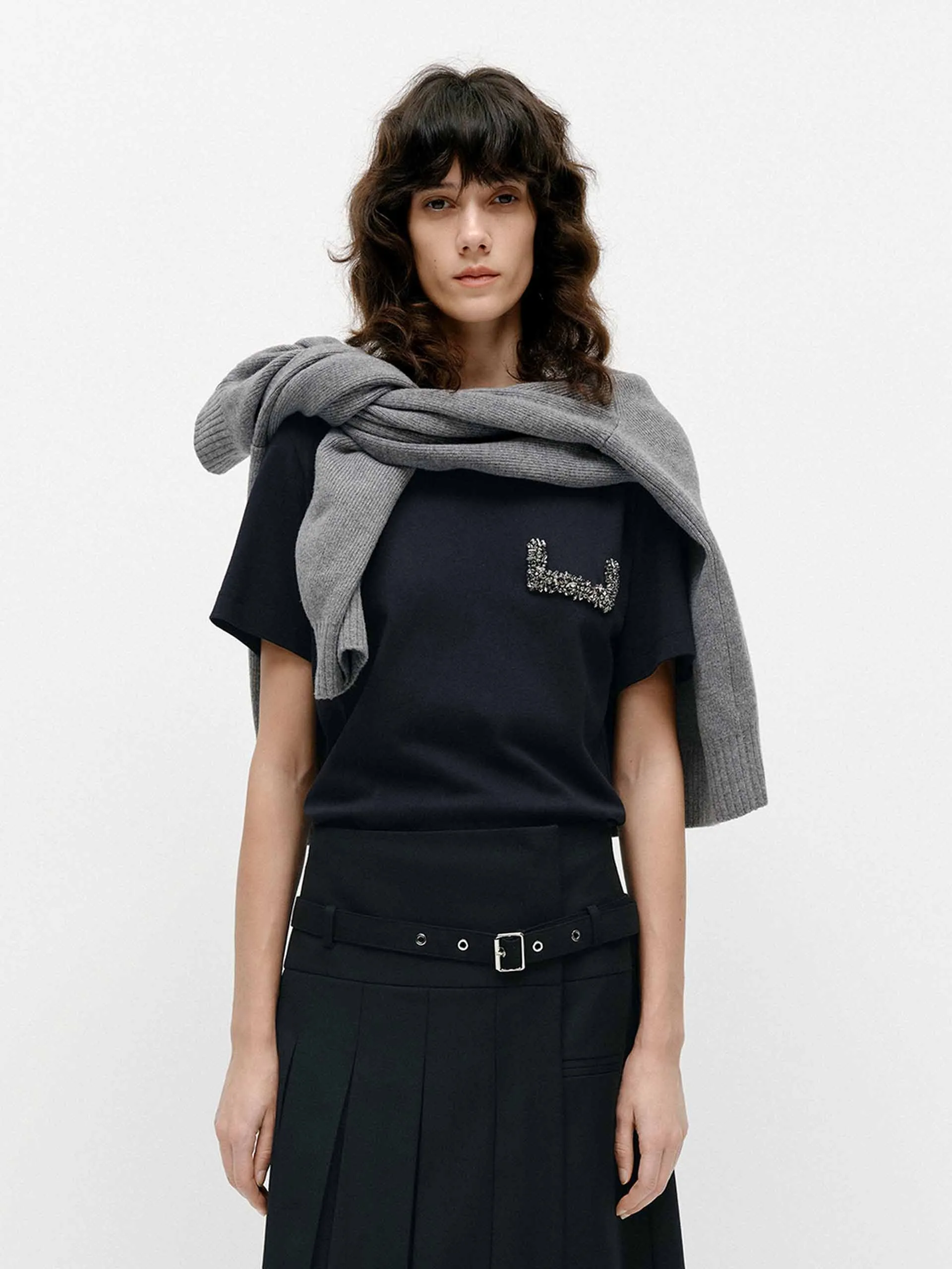 Essential Top Crystal Detail Cotton T-shirt