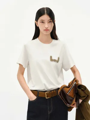 Floral freshness Athletic and Cool Crystal Detail Cotton T-shirt
