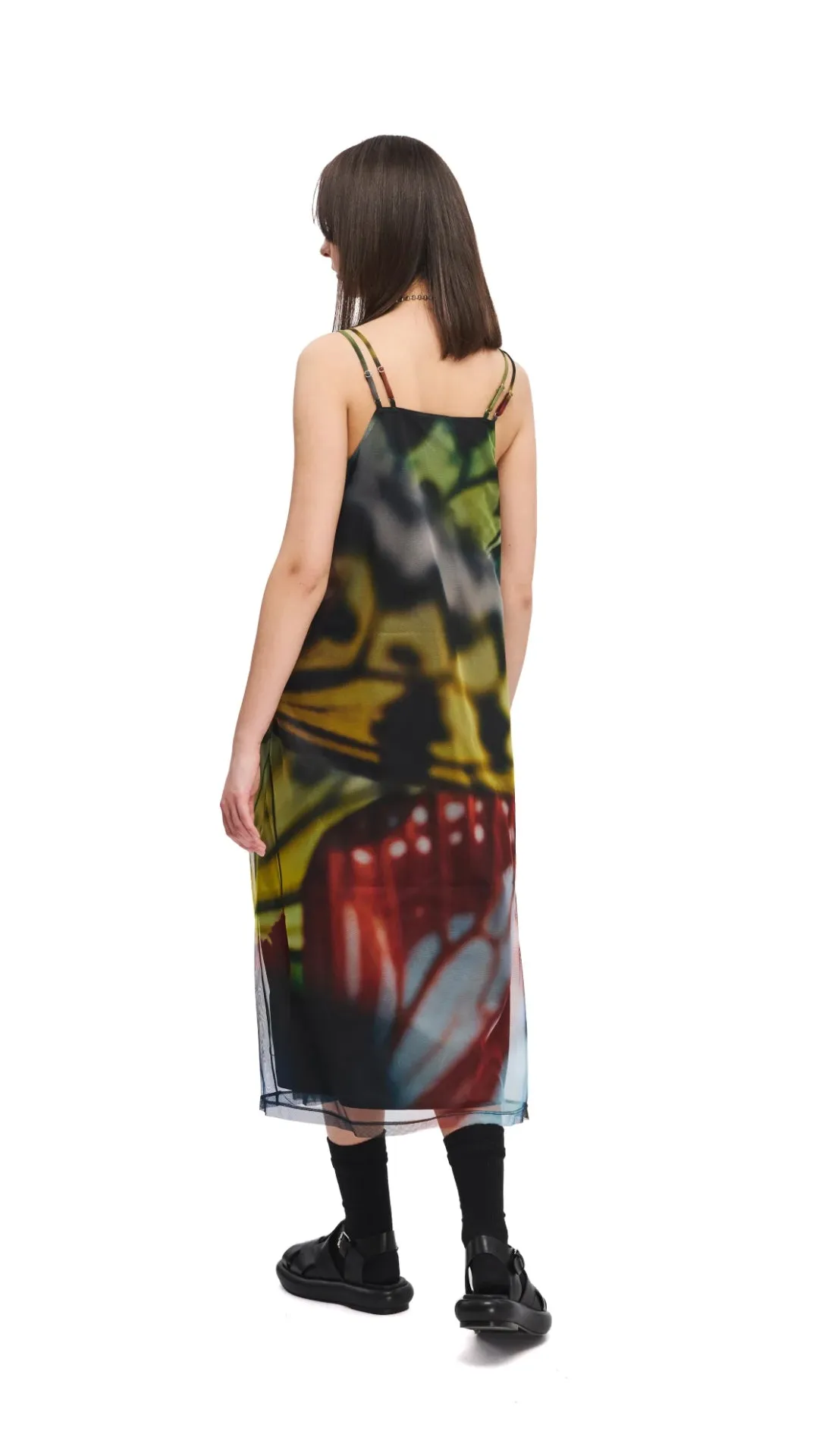 NoIrritationSeams Ventilated Back Panel INITIAL X Mika Ninagawa Mesh Dress