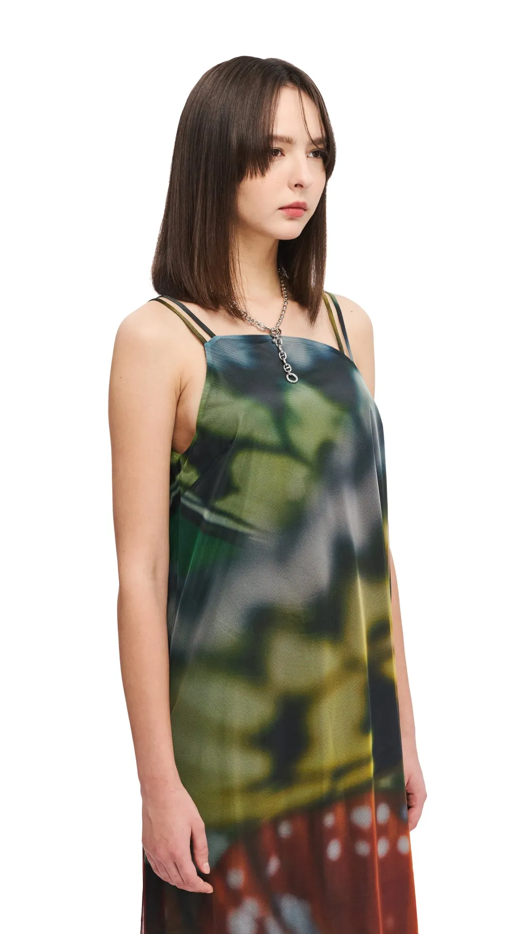 DoubleLayeredEdging Resort Mood INITIAL X Mika Ninagawa Mesh Dress