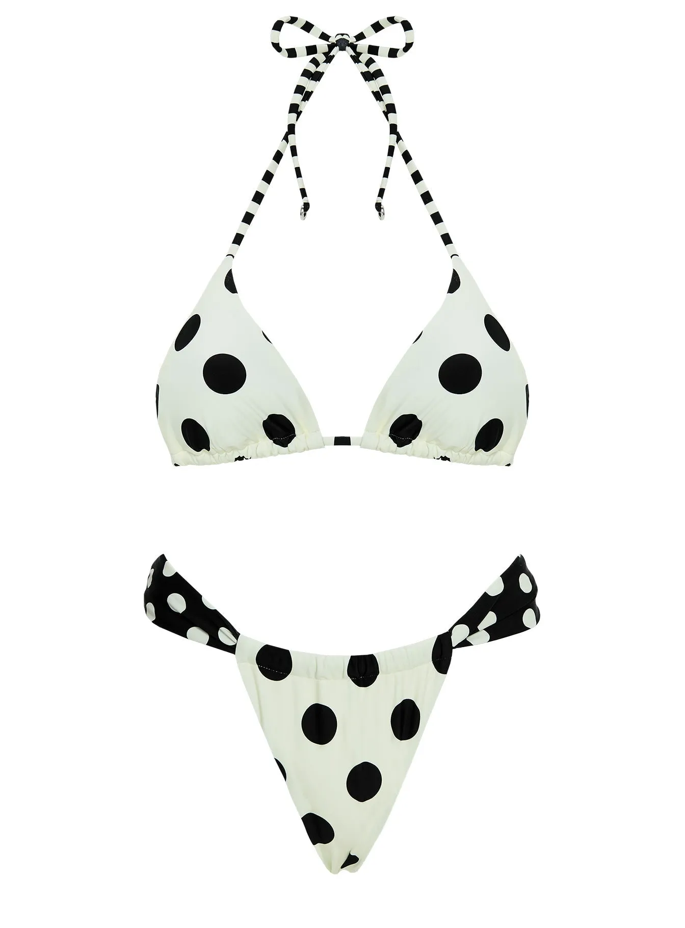 Jenner High Side Bikini Bottom Cream / Polka Dot Universal Size Adjuster