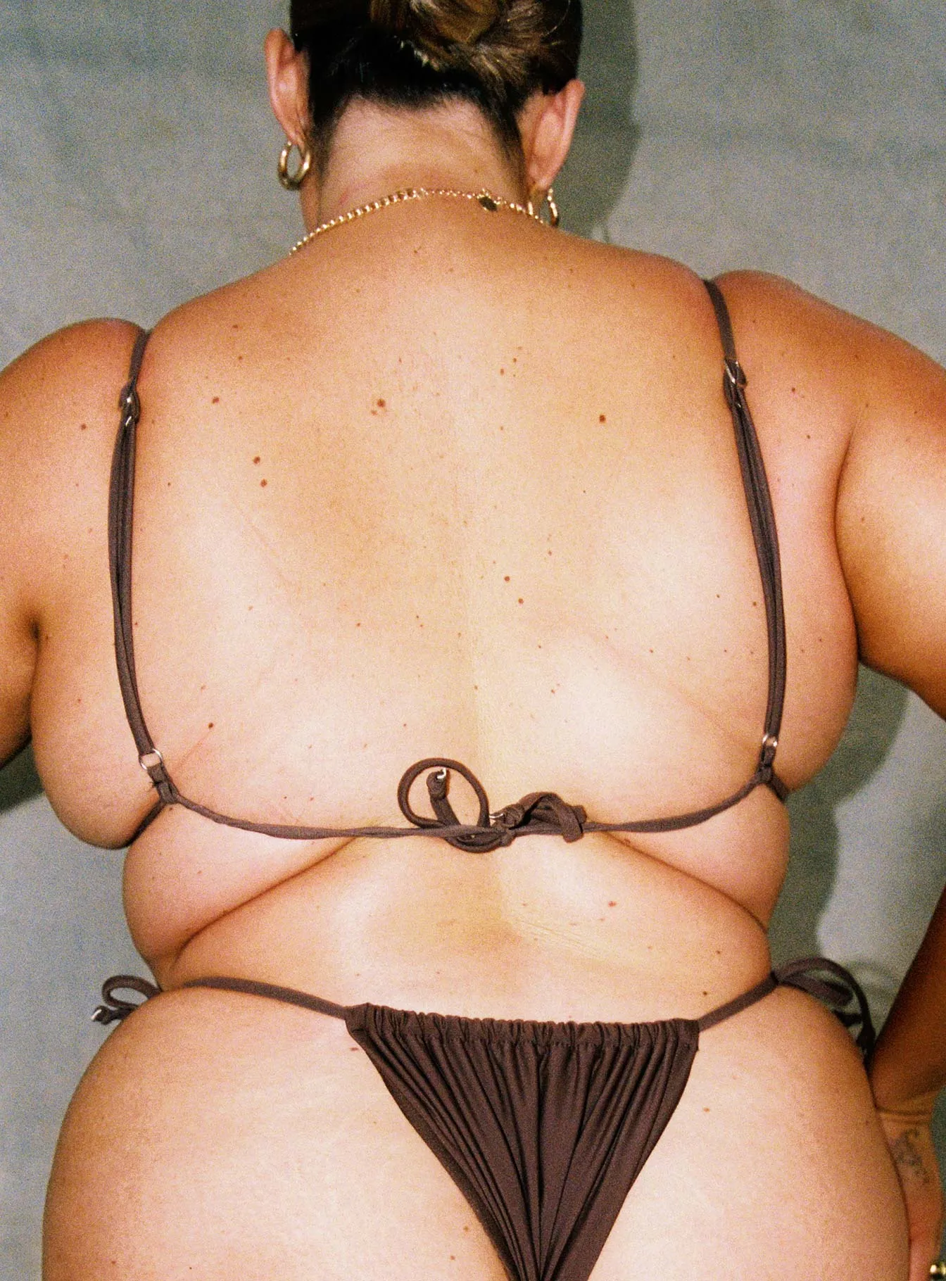 Sun Protection Fabric Anti Sag Reinforcement Tahiti Bikini Top Chocolate Brown Curve
