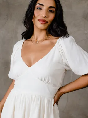 WrinkleFree Fabric WeightlessLayeringPiece Arden Ruched Mini Dress - White