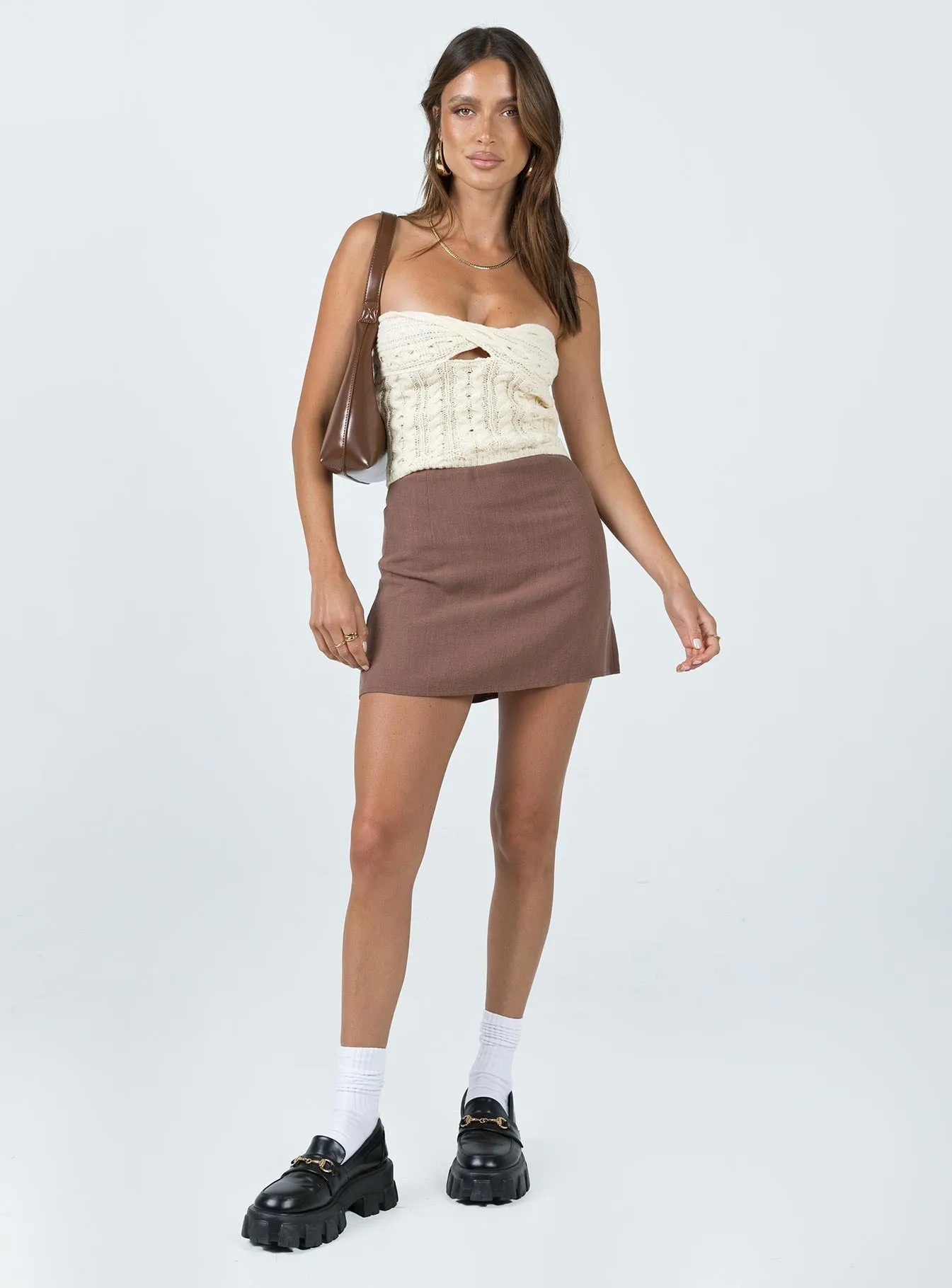 Chels Strapless Knit Top Cream Soft Cotton StretchMaterial