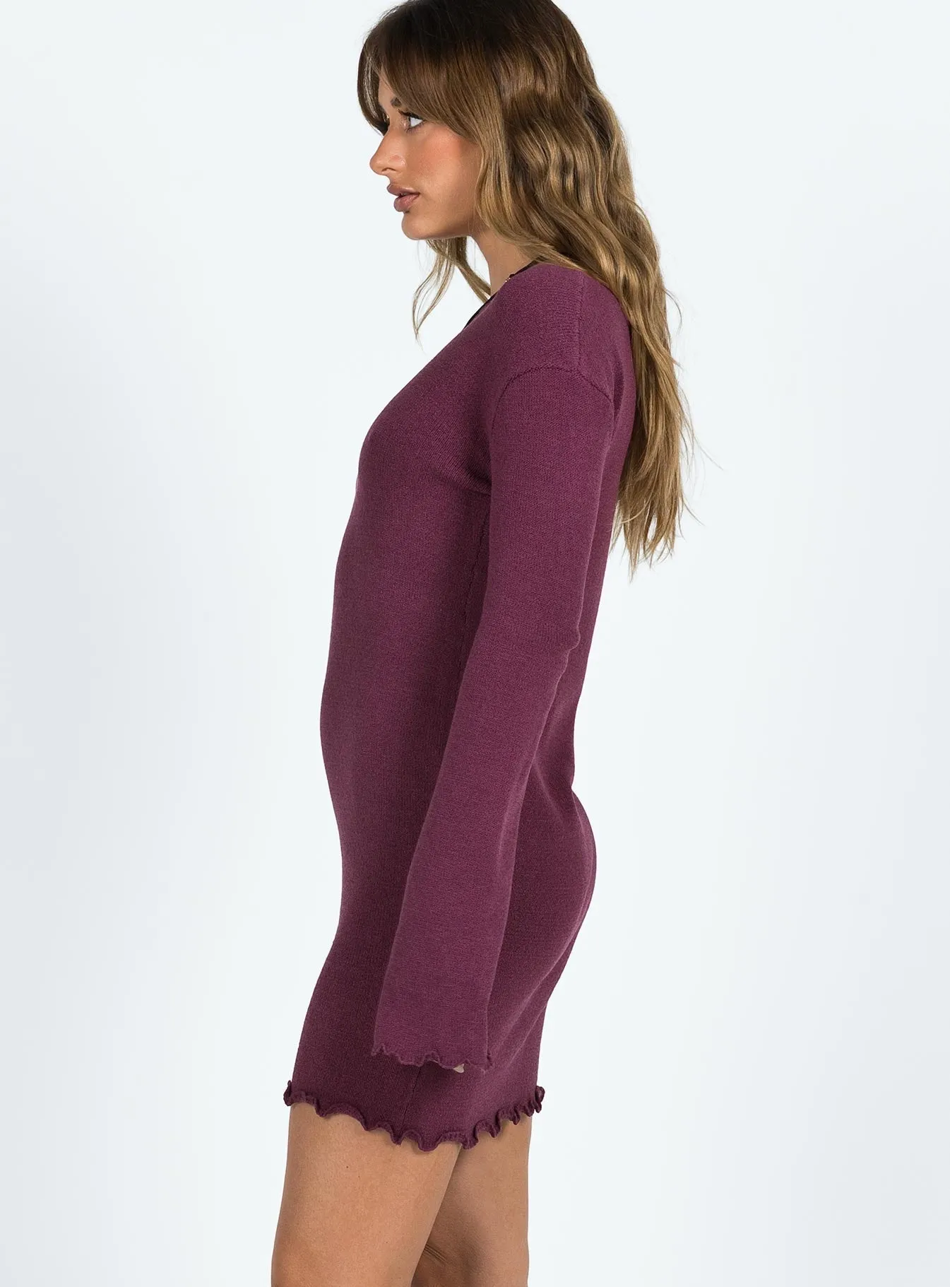Elegant Wear Granger Knit Mini Dress Mauve