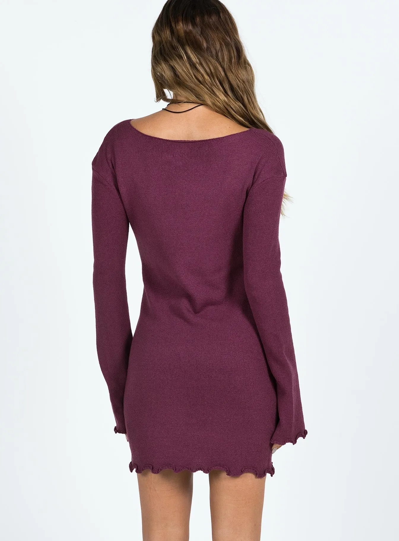 Granger Knit Mini Dress Mauve Twist Front Draping