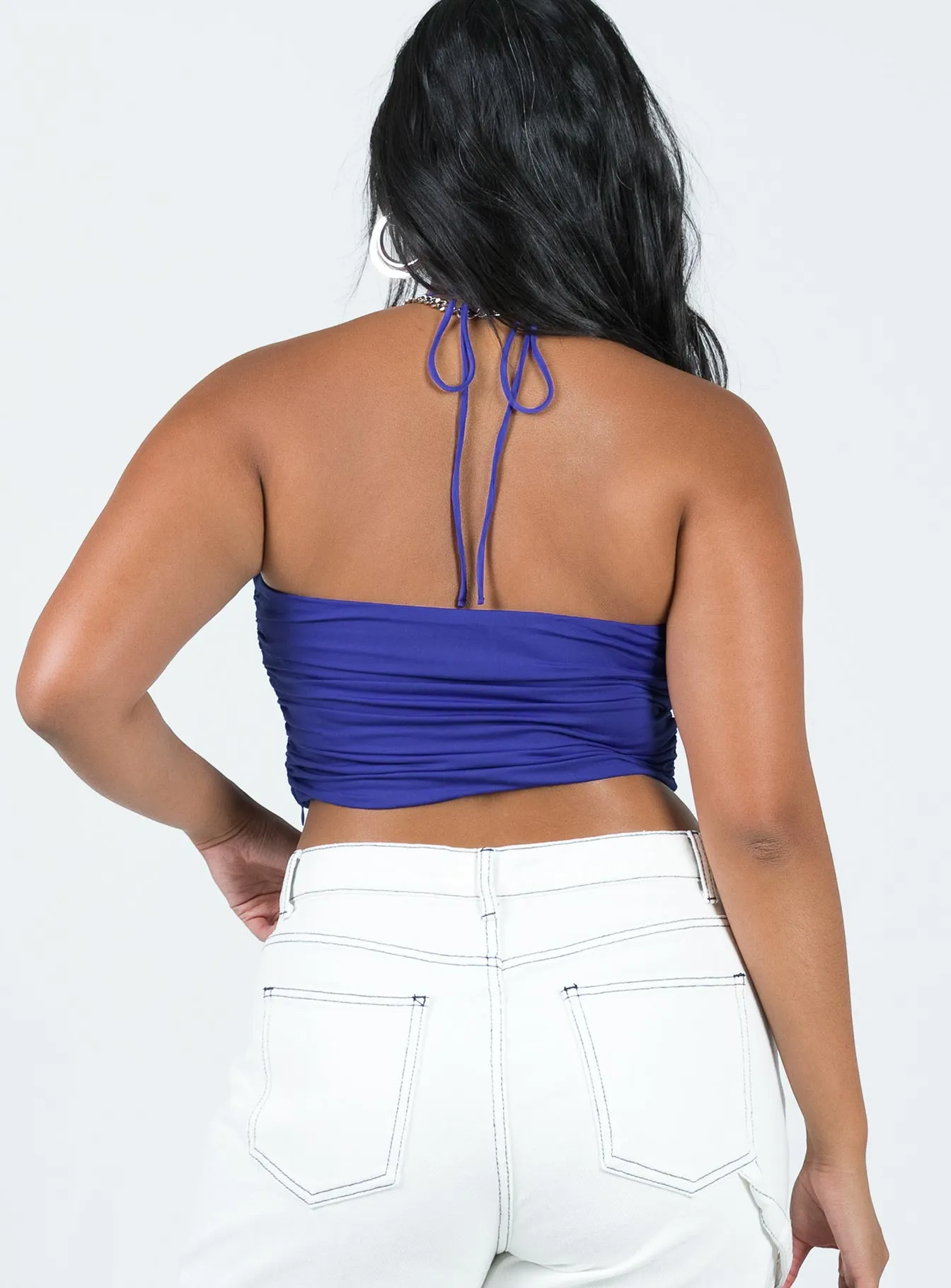 Double Layered Fabric Mesh Lining Mosman Top Blue