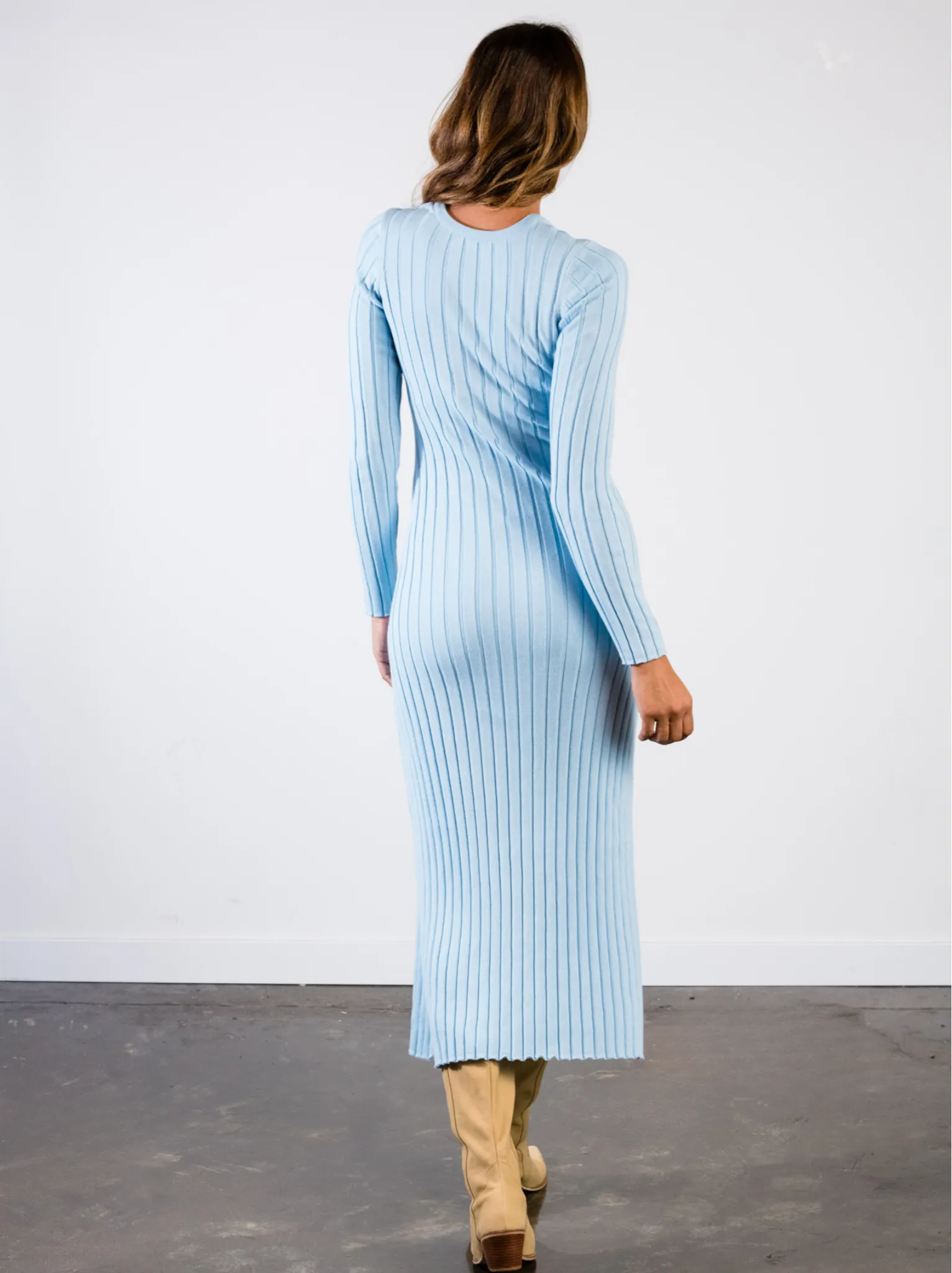 Brave Fit HighElasticity Fiber Bridget Knit Midi Dress - Clear Sky