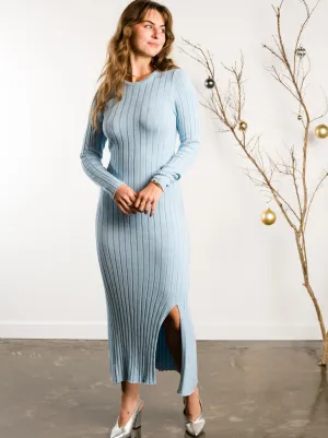 Quiet Charm Bridget Knit Midi Dress - Clear Sky