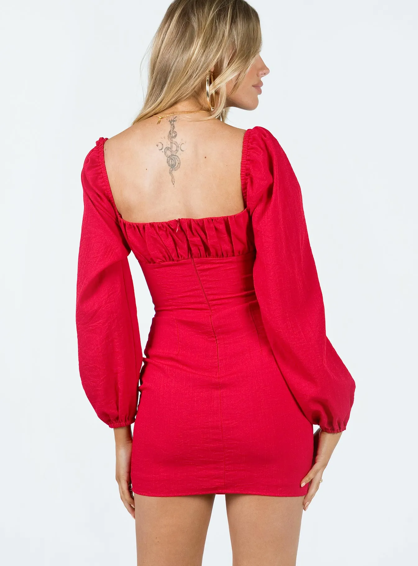 Casual Chic Wear Timeless Design Vilma Long Sleeve Mini Dress Red