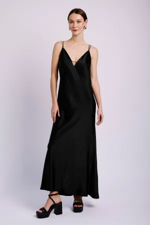 Push Edge Polish Tone Shock Cord Slip Dress  in Black
