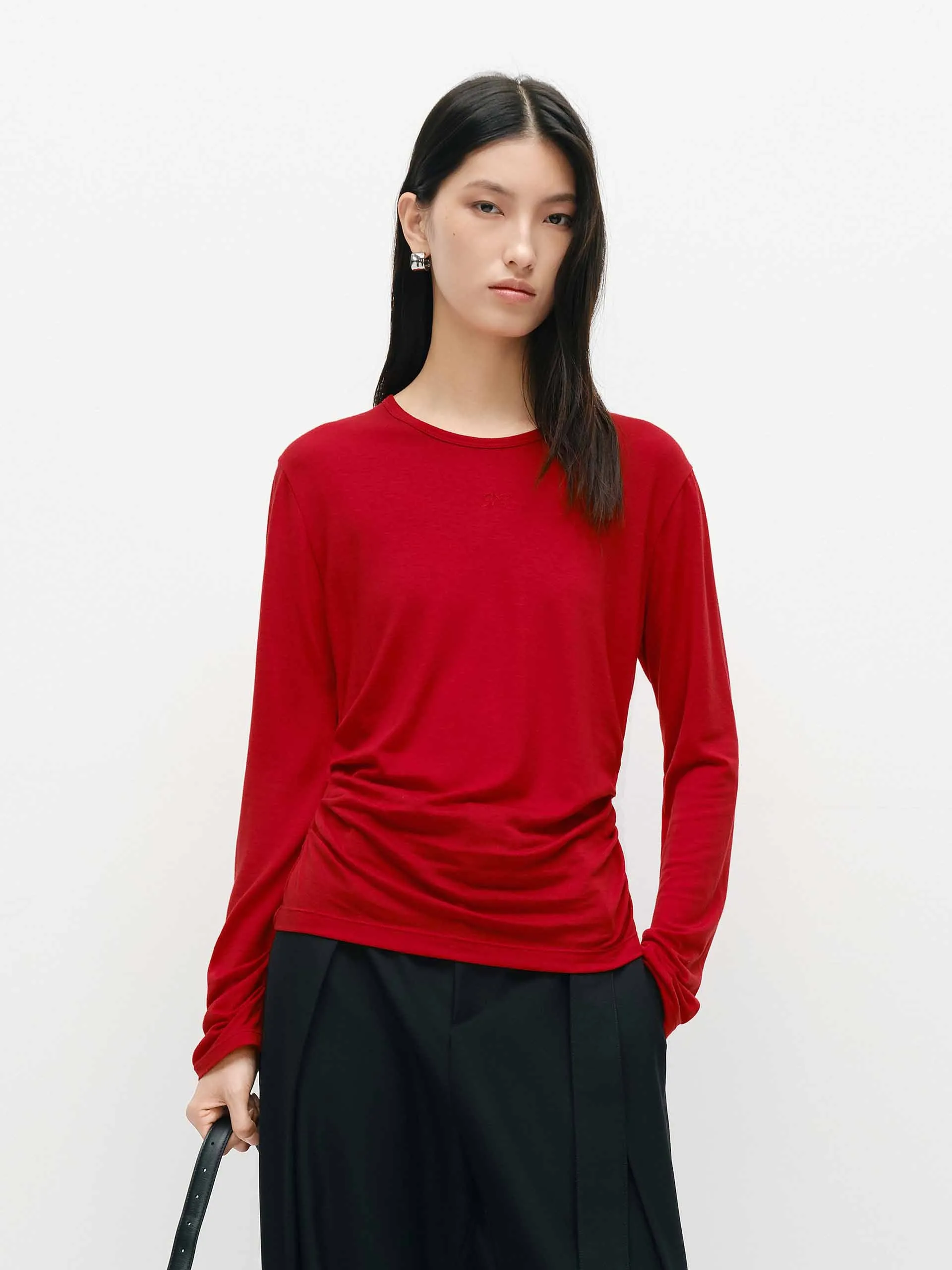 Sustainable Packaging Lightweight Side Pleated T-shirt
