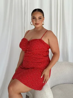 Love Birds Mini Dress Red Curve Light and comfy mini Scene Pop