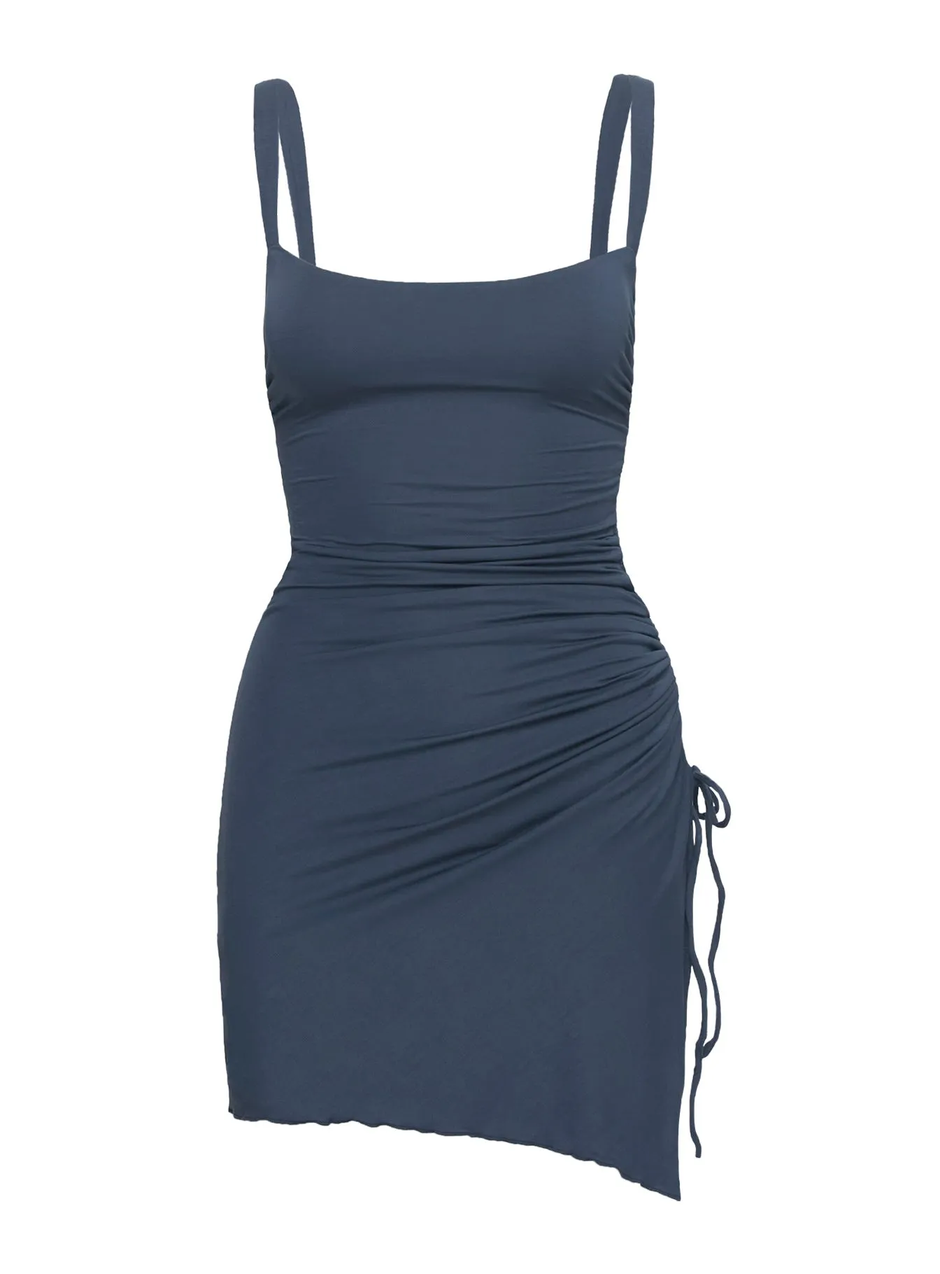 Melda Square Neck Mini Dress Navy Stylish short-sleeve mini Easy-to-wear mini gown