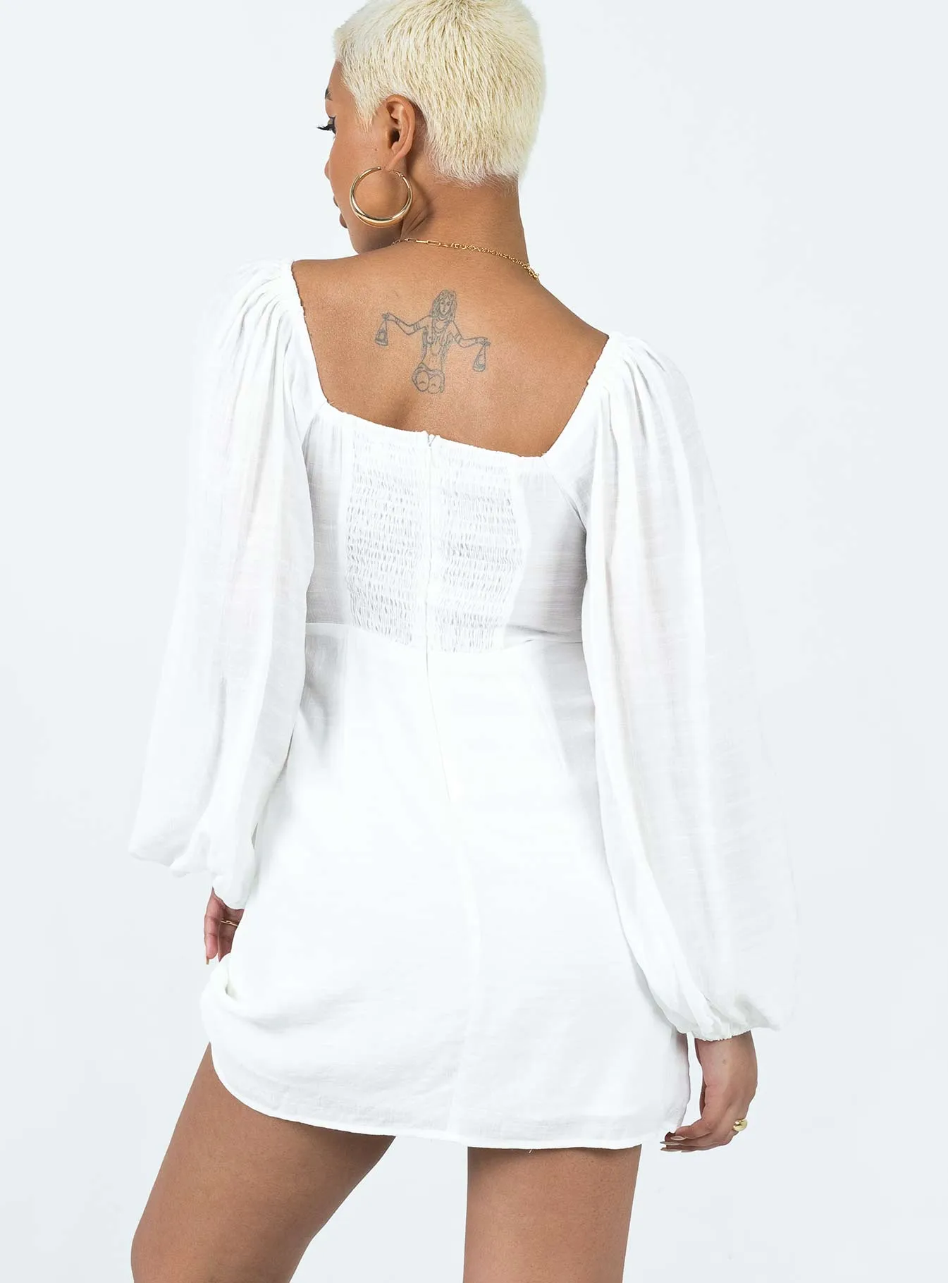 Milly Mini Dress White Invisible Zipper Closure
