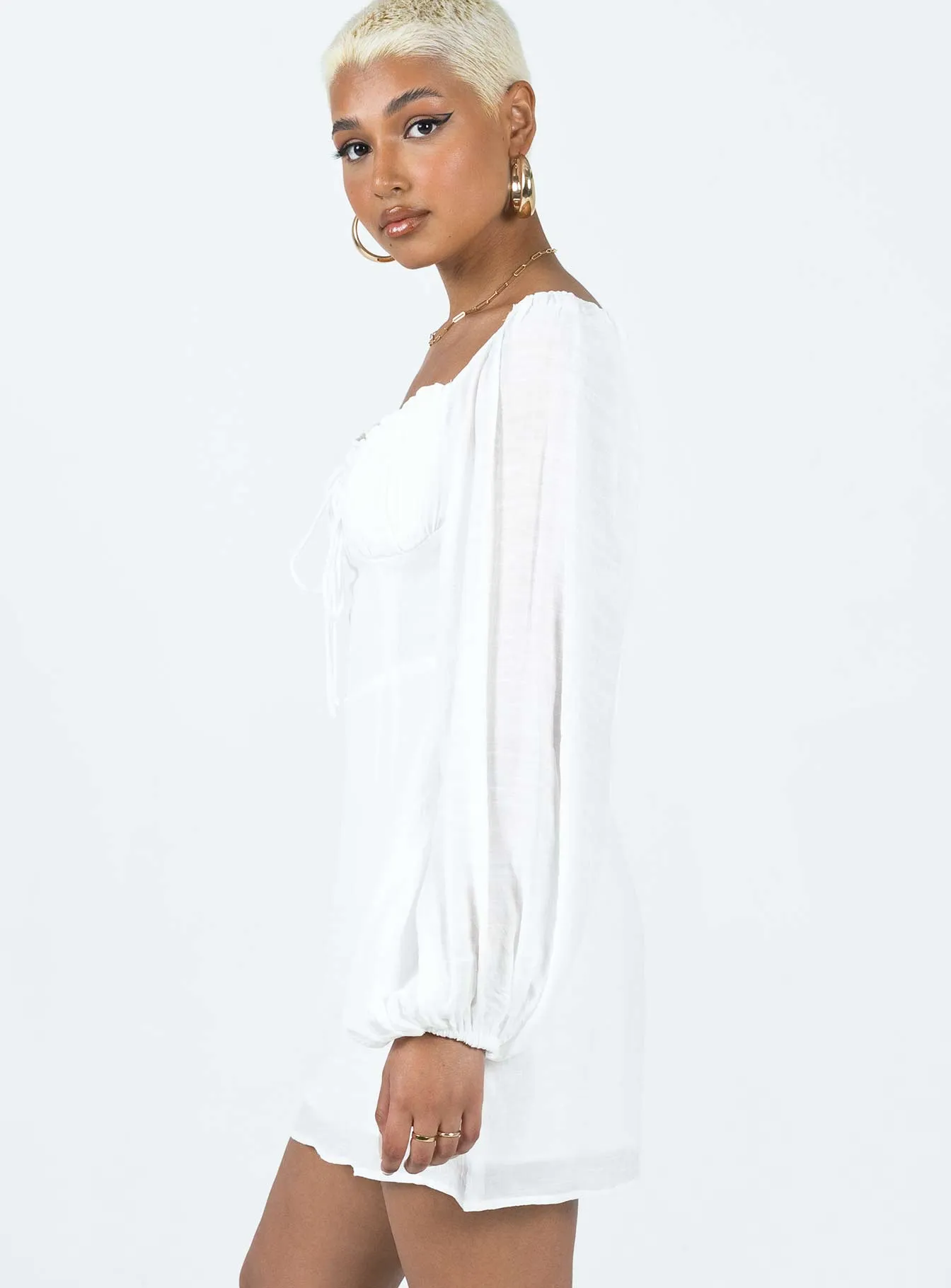 Milly Mini Dress White Cut Edge Versatile Layering