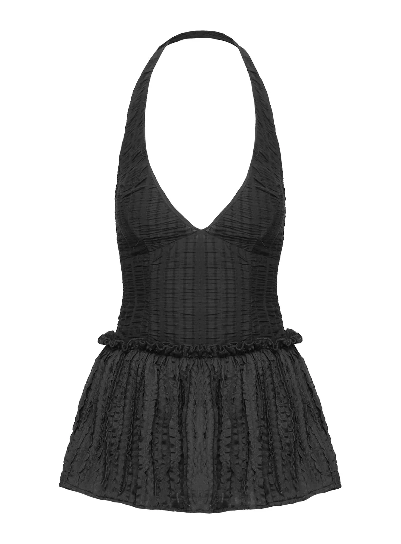 Mixie Halter Playsuit Black Rush Style Tagless Design