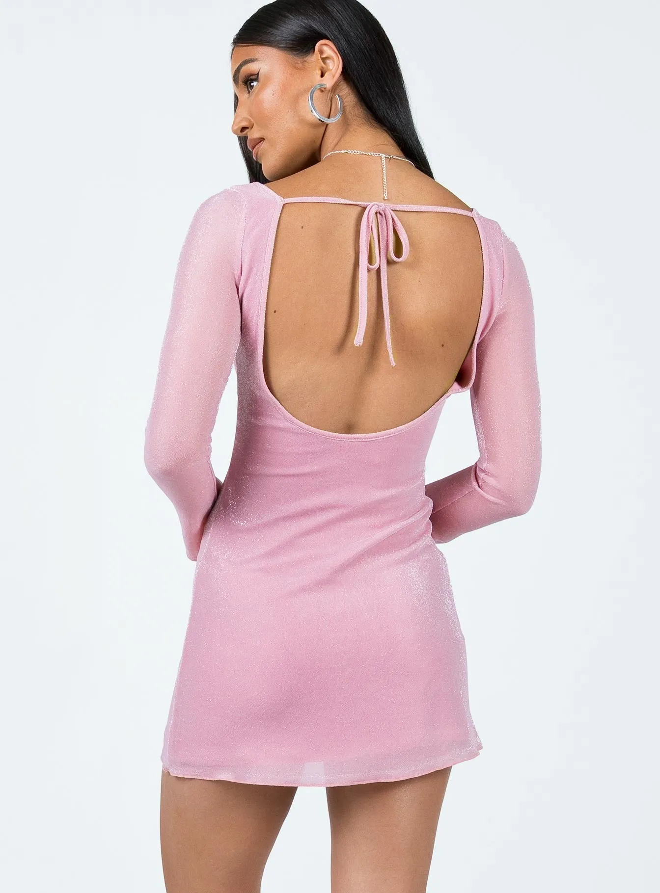 Layered Ruffle Accent Timeless Design Myrna Long Sleeve Mini Dress Purple