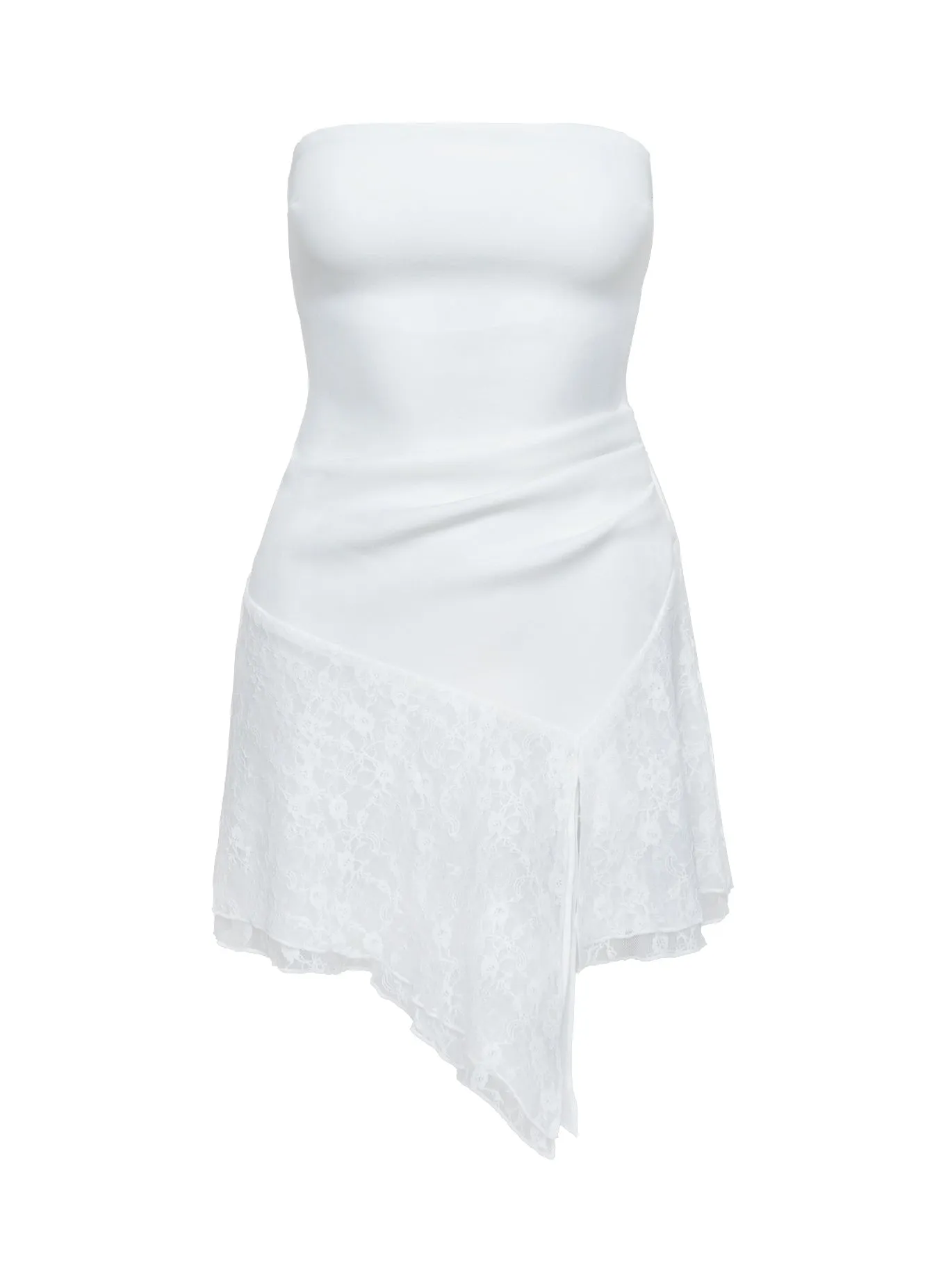 Flirty casual wear Light Reflective Open Arms Lace Mini Dress White